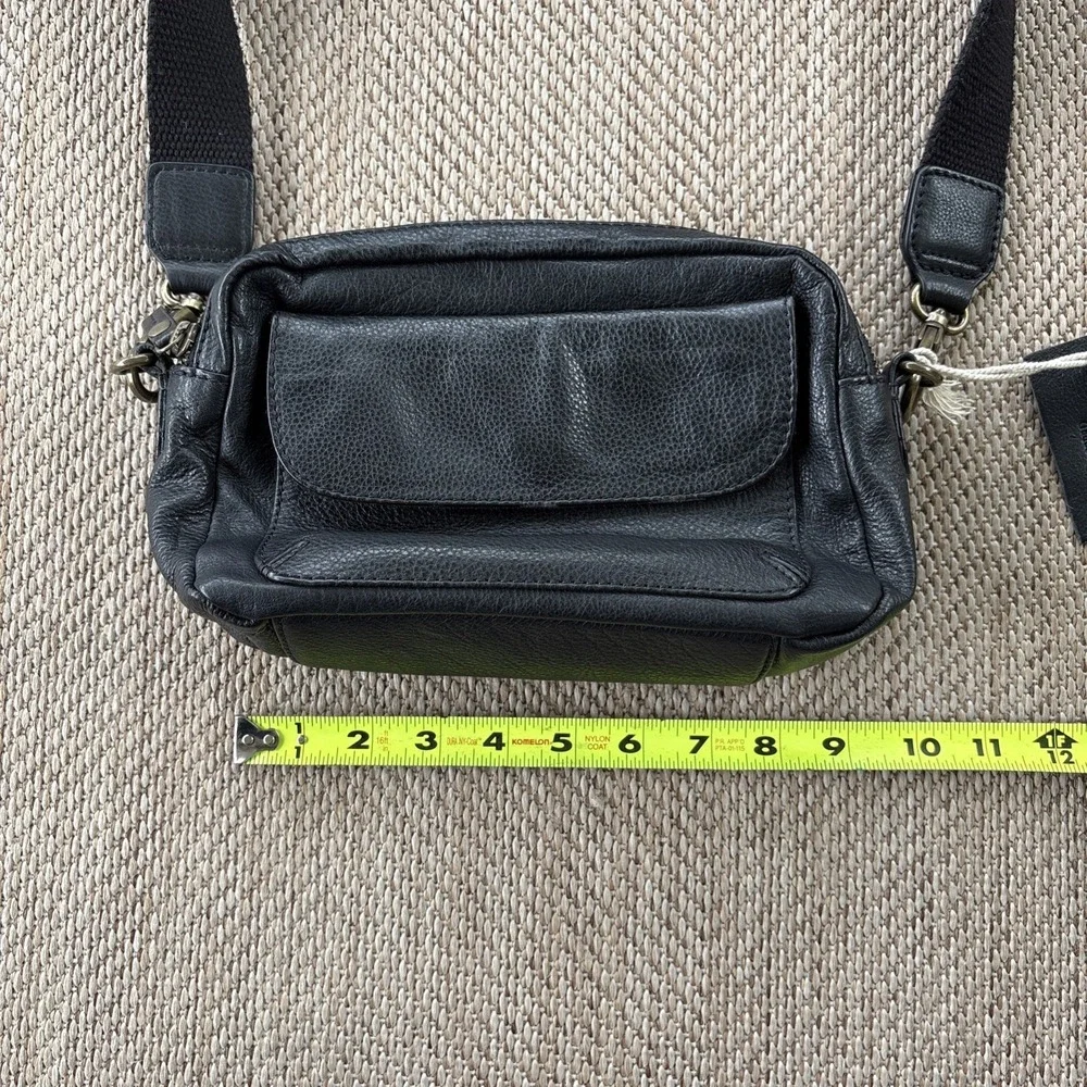 Fat Face Womens Black Genuine Leather Crossbody Bag Purse Classic - Picture 11 of 14